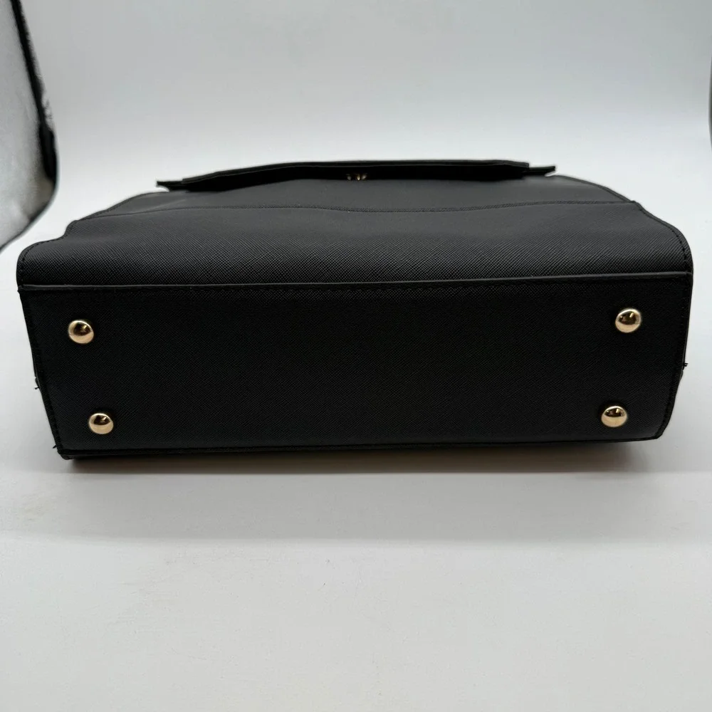 Trina Turk Top Handle Satchel Black Vegan Leather Shoulder‎ Bag $148 retail